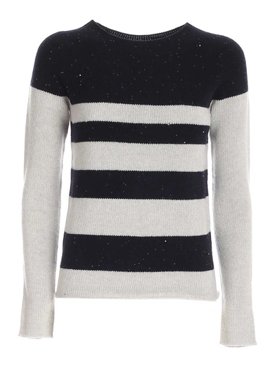Shop Lorena Antoniazzi Striped Sweater In Blue And Grey