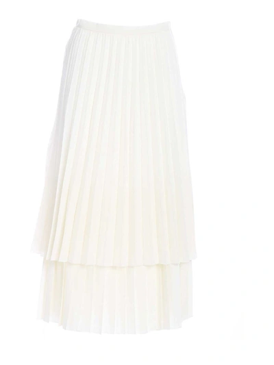 Shop Lorena Antoniazzi Pleated Long Skirt In White