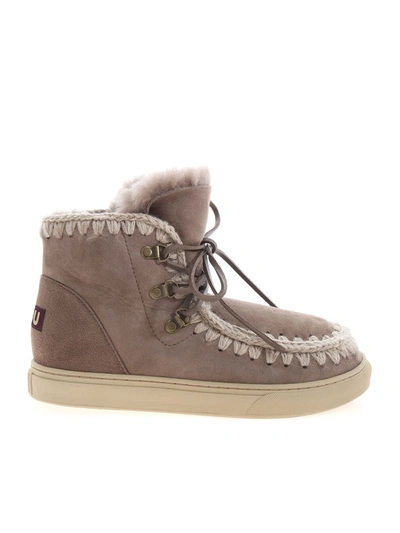 Shop Mou Lace-up Ankle Boots In Dove Grey