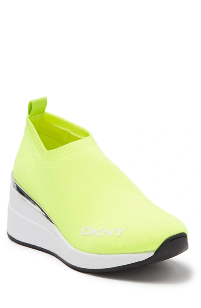 Shop Dkny Parks Slip-on Wedge Sneaker In Neon Grn