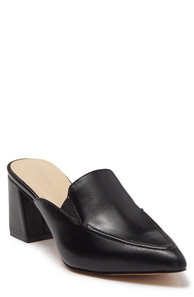 Shop Adrienne Vittadini Noril Leather Block Heel Mule In Black Le