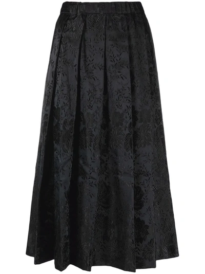 Shop Comme Des Garçons Comme Des Garçons Pleated Floral-jacquard Midi Skirt In 黑色