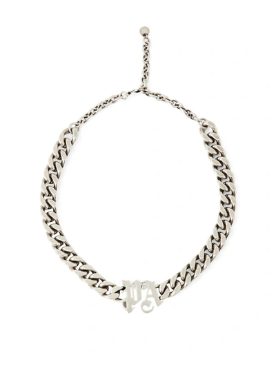 Shop Palm Angels Logo Chain Necklace Silver