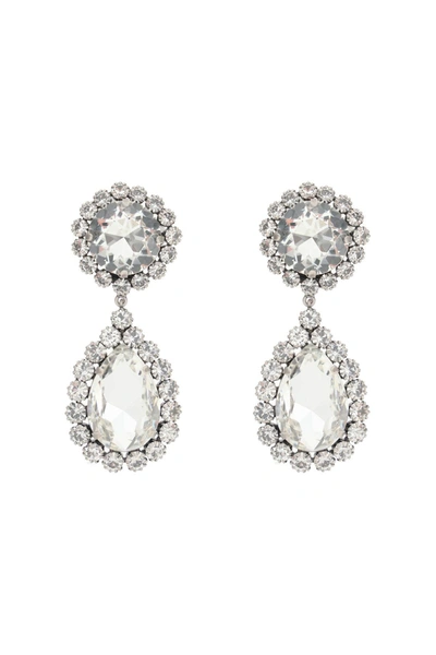 Shop Alessandra Rich Chandelier Crystal Earrings In Silver