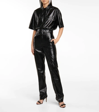 Shop Isabel Marant Gilina Faux Leather Shirt In Black