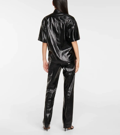 Shop Isabel Marant Gilina Faux Leather Shirt In Black