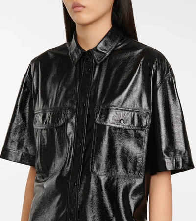 Shop Isabel Marant Gilina Faux Leather Shirt In Black