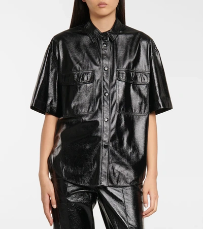 Shop Isabel Marant Gilina Faux Leather Shirt In Black