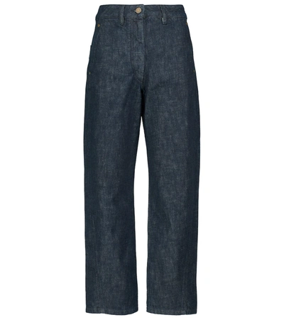 Shop Lemaire High-rise Straight Jeans In Blue