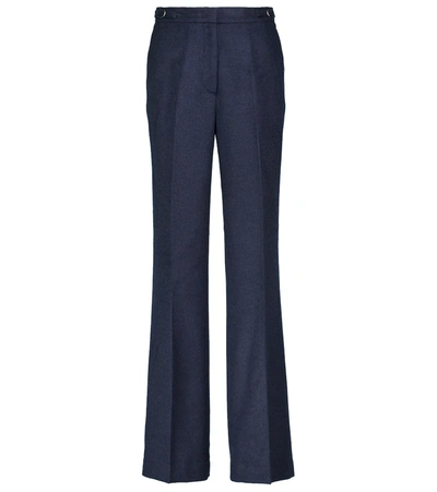 Shop Gabriela Hearst Vesta High-rise Wide-leg Silk Twill Pants In Blue