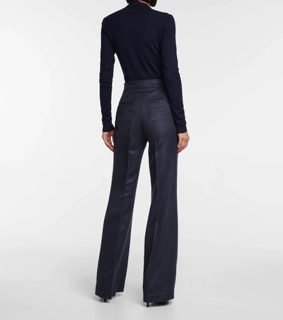 Shop Gabriela Hearst Vesta High-rise Wide-leg Silk Twill Pants In Blue