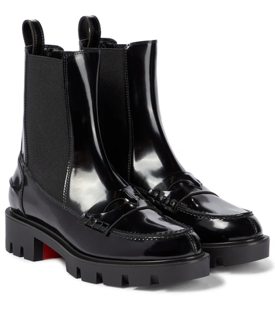 Shop Christian Louboutin Montezu Leather Ankle Boots In Black