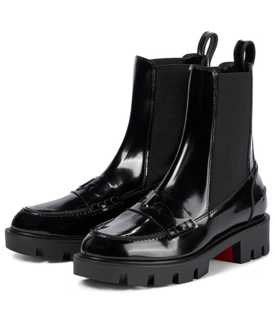 Shop Christian Louboutin Montezu Leather Ankle Boots In Black