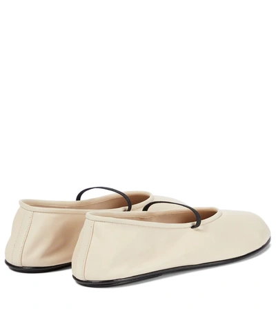 Shop The Row Elastic Leather Ballet Flats In White