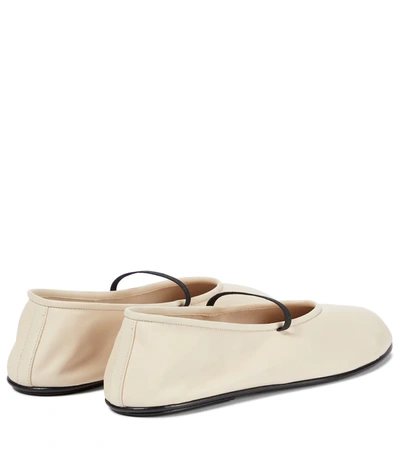 The Row Nappa Leather Ballet Slippers In White