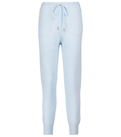 Shop Jonathan Simkhai Nina Ribbed-knit Sweatpants In Blue