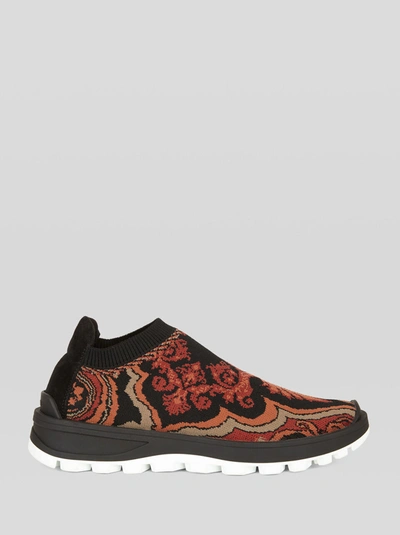 Shop Etro Jacquard Sock Sneakers In Red