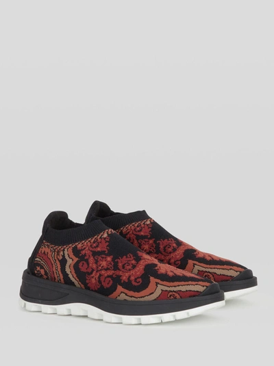 Shop Etro Jacquard Sock Sneakers In Red