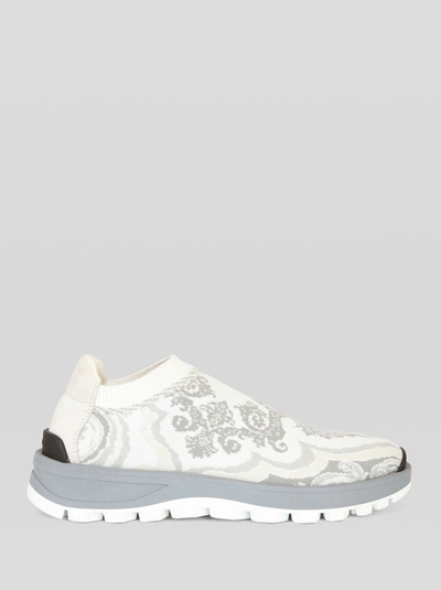 Shop Etro Jacquard Sock Sneakers In White