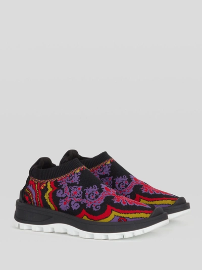 Shop Etro Jacquard Sock Sneakers In Multicolor