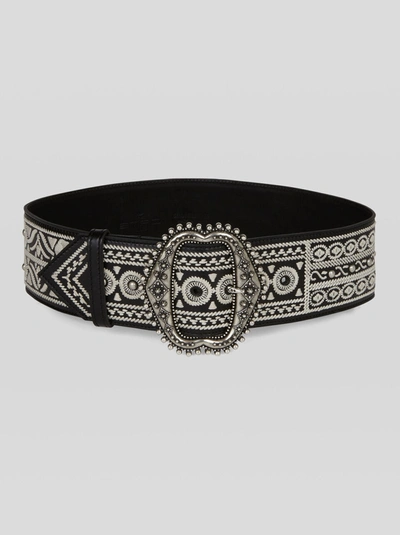 Shop Etro Leather Belt With Embroidery In Black