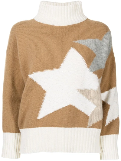 Shop Lorena Antoniazzi Star-print High-neck Sweater In Brown