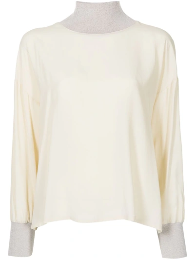 Shop Lorena Antoniazzi Lightweight High-neck Sweater In Neutrals