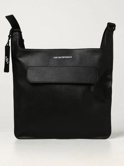Shop Emporio Armani Shoulder Bag  Bag In Recycled Saffiano Leather In Black
