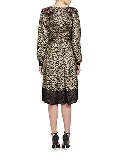 Shop Givenchy Silk Leopard & Butterfly Dress In Brown White Multi