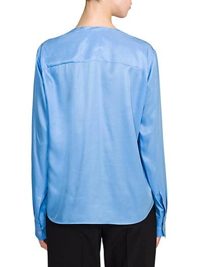 Shop Jil Sander Via Silk Blouse In Pastel Blue