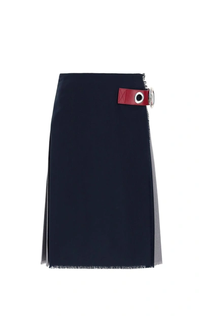 Shop Marni Side Buckle Detail Pleated Skirt In Multi