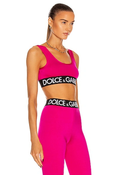 Shop Dolce & Gabbana Elastic Band Crop Top In Hot Pink
