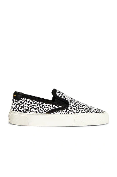 Shop Saint Laurent Venice Low Slip On Sneakers In Bianco & Nero