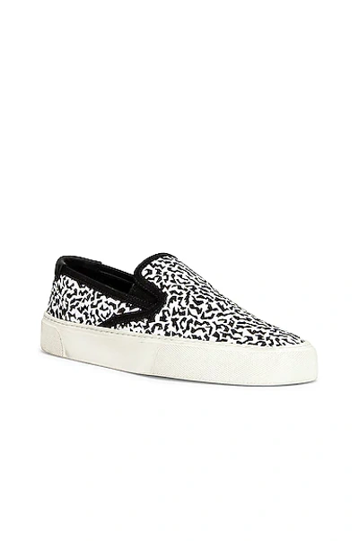 Shop Saint Laurent Venice Low Slip On Sneakers In Bianco & Nero