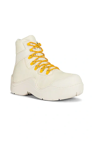 Bottega Veneta Puddle Bomber Lace-up Boots In String & Egg Yolk