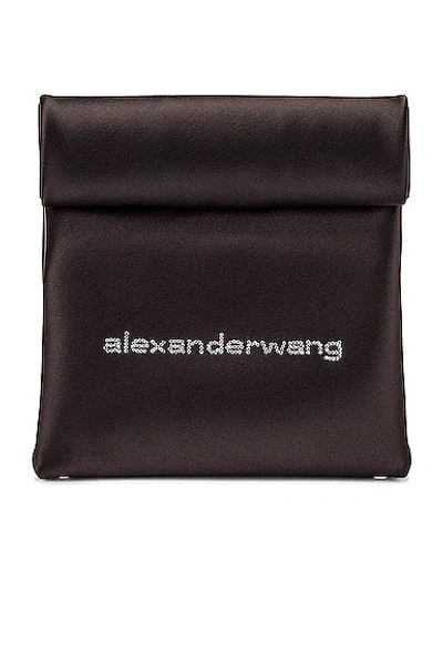 Shop Alexander Wang Crystal Logo Lunch Bag Clutch In Black
