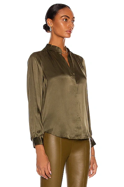 Shop L Agence Bianca Band Collar Blouse In Ivy Green