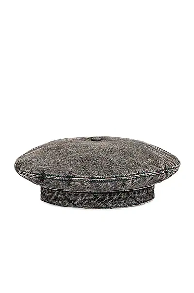 Shop Ganni Quilt Denim Hat In Sharkskin