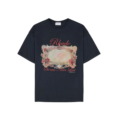 Shop Rhude Mirror Black Printed Cotton T-shirt