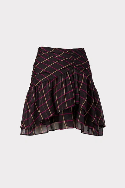 Shop Milly Heidi Windowpane Chiffon Skirt In Pink Multi
