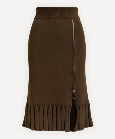 Shop Chloé Knitted Midi-skirt In Sooty Green