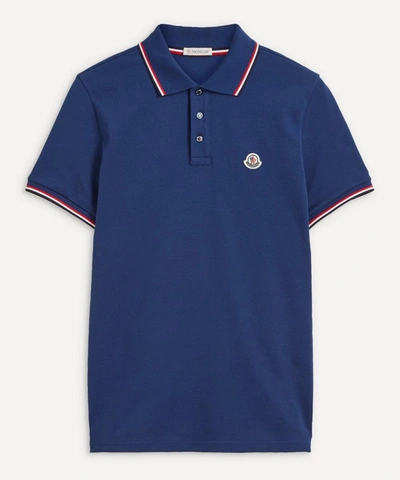 Shop Moncler Tipped Polo Shirt In Navy