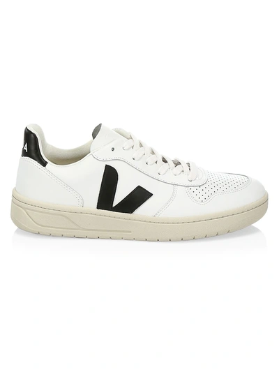 Shop Veja V-10 Recycled Mesh Low-top Sneakers In White