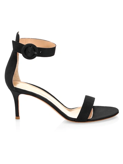 Shop Gianvito Rossi Women's Portofino Suede Sandals In Black