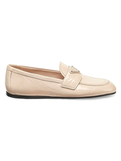 Shop Prada Patent Leather Driving Loafers In Cipria
