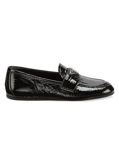 Shop Prada Patent Leather Driving Loafers In Nero