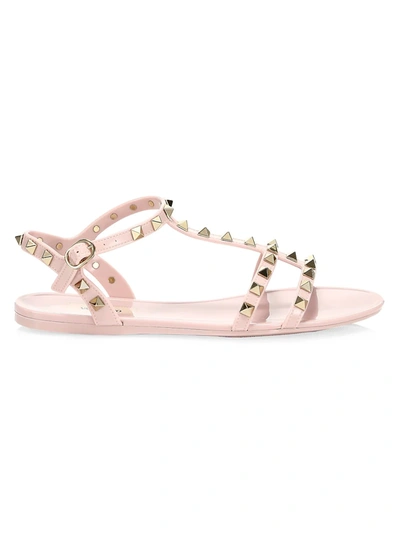 Shop Valentino Women's Rockstud Jelly Gladiator Sandals In Water Rose