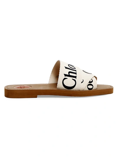 Shop Chloé Women's Woody Flat Sandals In White