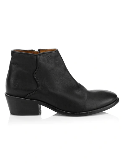 Shop Frye Carson Logo Leather Ankle Boots In Black