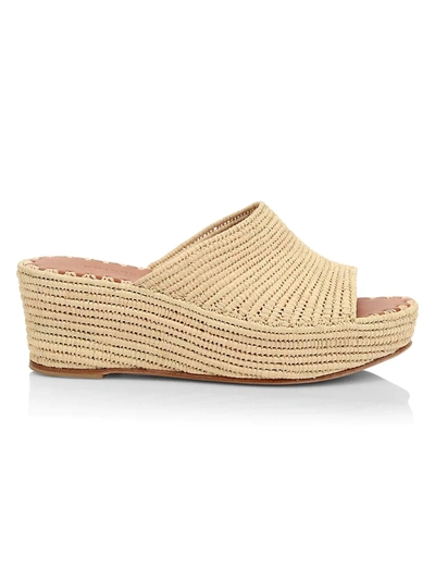 Shop Carrie Forbes Women's Raffia Platform Wedge Mules In Natural
